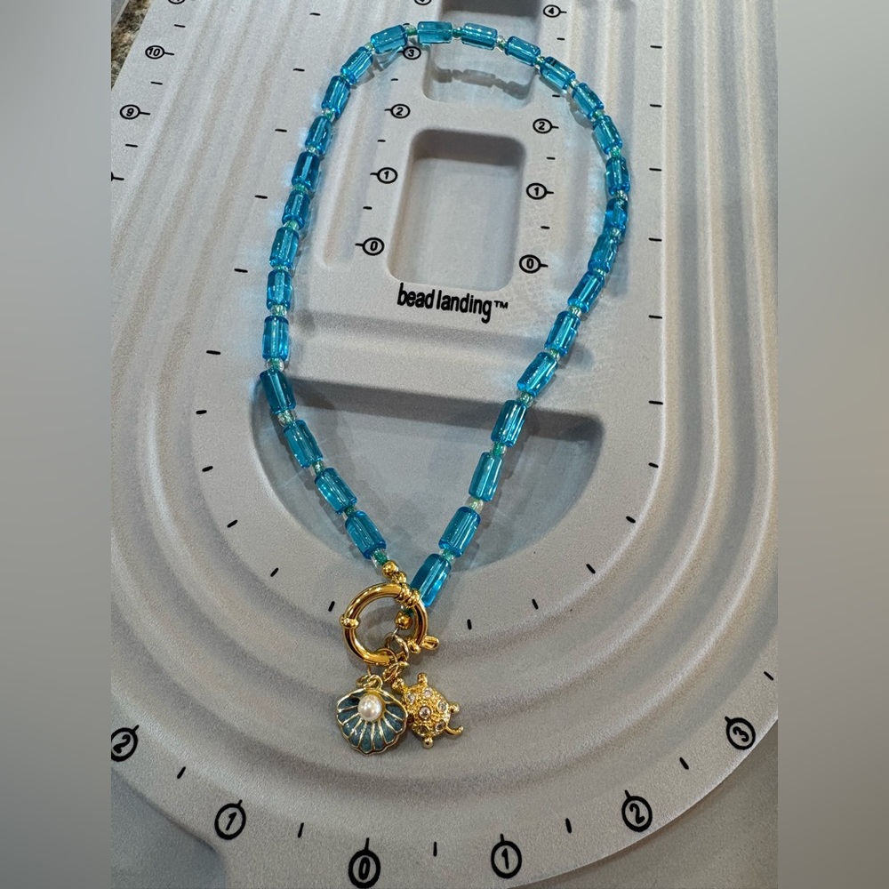 Handmade Costal Charm Necklace made with Glass Beads - Picture 5 of 6
